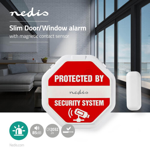 Door Window Alarm | Magnetic Sensor | Battery powered | 2x CR2032 | 85 dB| White 1