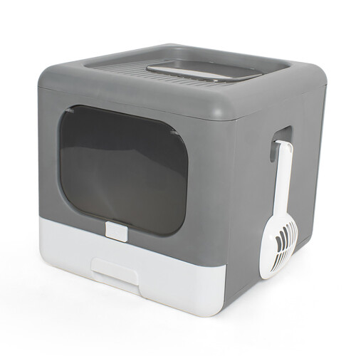 PP Enclosed Cat Litter Box Odourless Foldable Anti 1