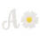 2 pezzi charm in silicone con lettera A - crisantemo bianco 12