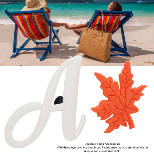 2Pcs Silicone Beach Bag Charms Alphabet Letter A + Maple Leaf Accessories 1