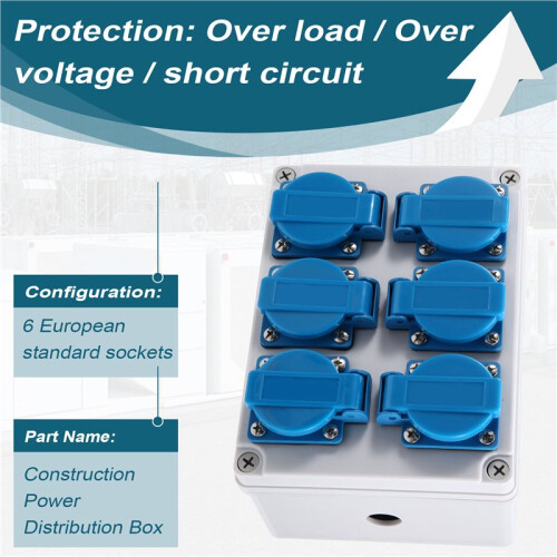 Outdoor Power Supply Construction Power Distributor 16A Power Socket Waterproof and Dustproof EU Plug 2