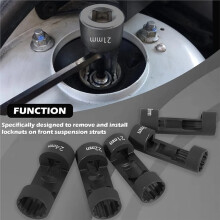 Conjunto de Soquetes para Porcas de Amortecedor 16/18/19/21/22/24mm com Encaixe de 1/2" de 12 Pontas para Fácil Remoção da Suspensão