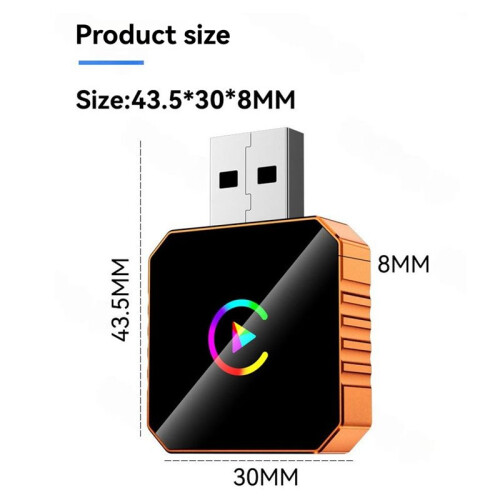 Wireless CarPlay Wireless Adapter 2in1 for  Android USB Plug& Adaptive Screen 2