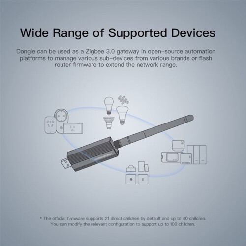 Dongle USB Zigbee 3.0 -e com Antena, Chip EFR32MG21 - para Home Assistant, OpenHAB, Zigbee2MQTT (ZBDongle-e) 2