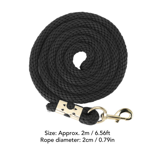 Longe de cheval 2 m anti-rupture avec crochet noir 1