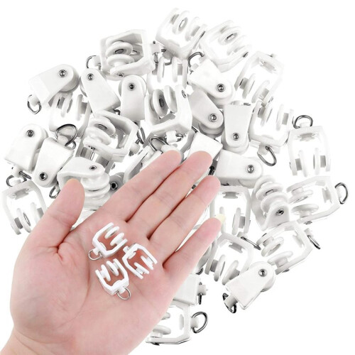 100 Pcs Curtain Track Rollers White Plastic Drapery Rail Gliders for Shower and Window 2