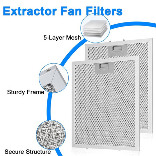 2 Pack Cooker Hood Filter Replacement 320x260x9mm, 5 Layer Extractor Fan Filters Mesh, Cooker Replacement Filter 2
