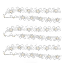 3 Rollen Blumen-Spitzenband aus Organza 5cm/2in Weiß