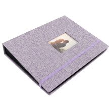 Mini 3-in-1 Fotobuch aus Baumwoll-Leinen-Gewebe, Gehäuse mit 208 Fächern, Lila