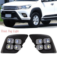For Hilux Revo 2015 2016 Front Bumper LED Turn Signal Light Daytime Running Light Front Fog Light