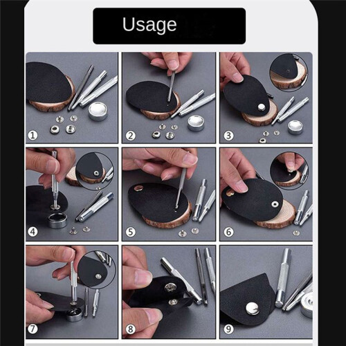 11-Piece Set 633/655/831/201 Rivet Base Snap Button Base Punching Leather Snap Button Set 1
