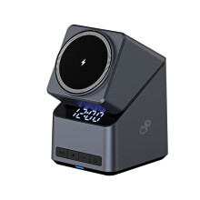 Magnetic 4 in 1 Auto Rotation Wireless Charger with Clock, 15W Fast Charging Stand for 12-17, for