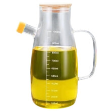 1pc Glass Oil Bottle with Graduation Olive Oil Pot Leak Proof Oil Bottle Kitchen Outdoor Barbecue Picnic Condiment Conta