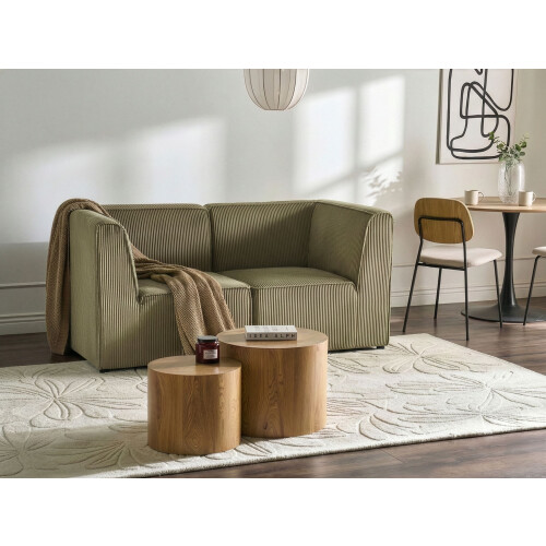 Beliani Modular Sofa 2 Seater LEMVIG Green Corduroy 1