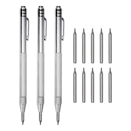 13PCS Carbide Scriber,Engraving Scriber Kit Carbide Tip Glass Metal Ceramic Stainless Steel Etching Pen Replacement Tips