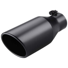 Exhaust Tip 3 Inch Inlet 5 Inch Outlet 12 Inch Overall Length Bolt Stainless Steel Black Exhaust Tailpipe