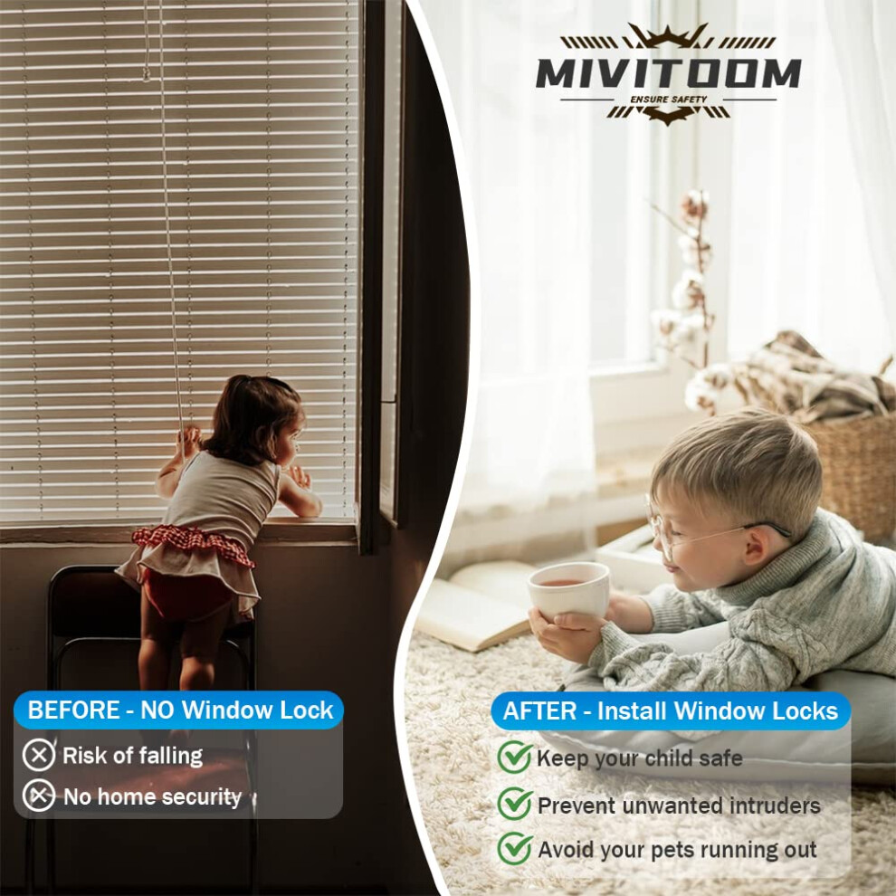 Mivitoom 2Pcs Window Locks Set For Upvc Windowswindow Restrictor Locks For Chil