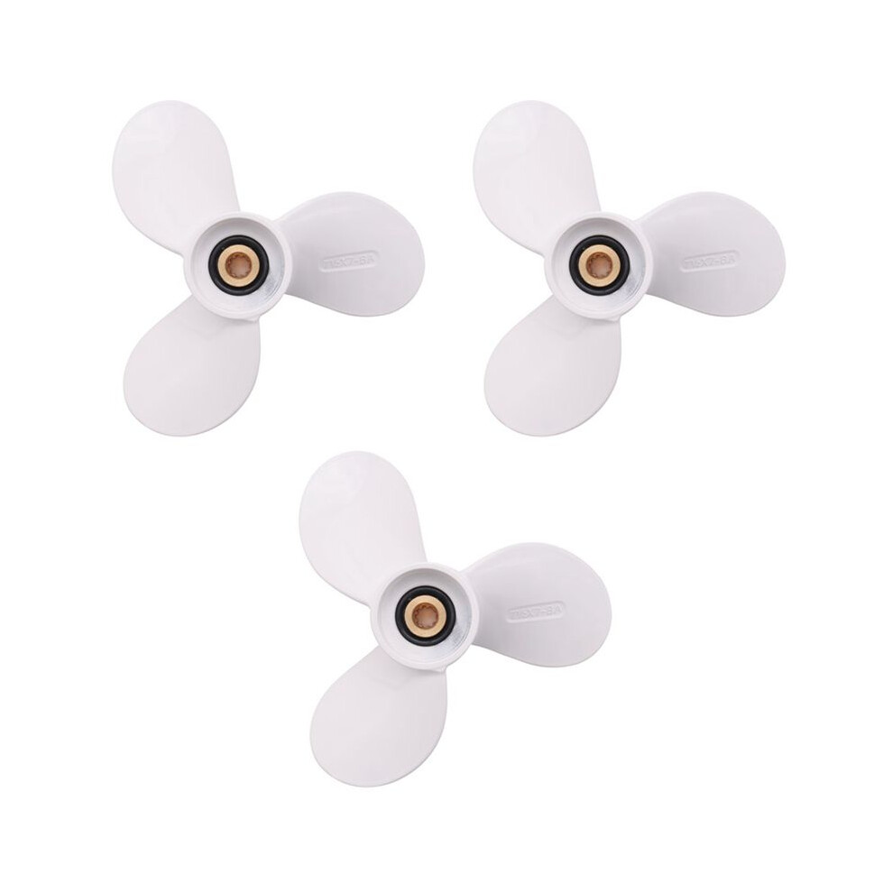 3X 7 1/2X7 For 4Hp 5Hp 6Hp For 9 Tooth Spine Aluminium Propellers Outboard Boat Motors Marine Propeller White 4713989123177