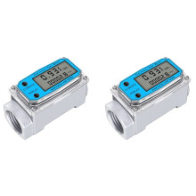 2X Digital Turbine Water Flow Meter Digital LCD Display with NPT Counter and FNPT Thread Gas Oil Fuel Flowmeter (1 Inch)