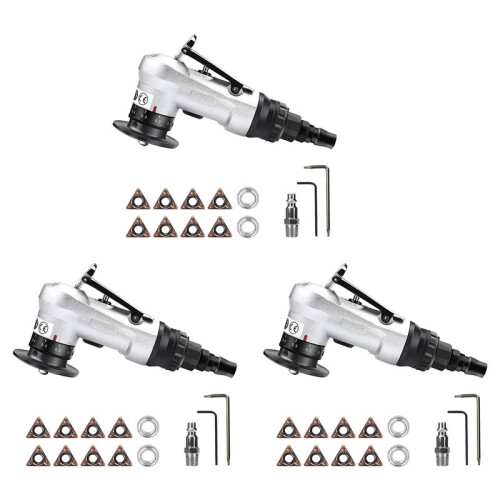3X  Pneumatic Chamfering Tool with Replace Blades Inserts and Bearings, 45 Degree Air Chamfer Deburring Tool