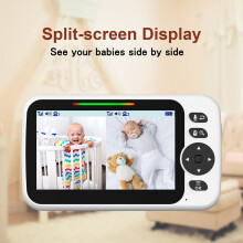 Blemil Upgrade Baby Monitor with 30Hour Battery 5 Large SplitScreen Vi