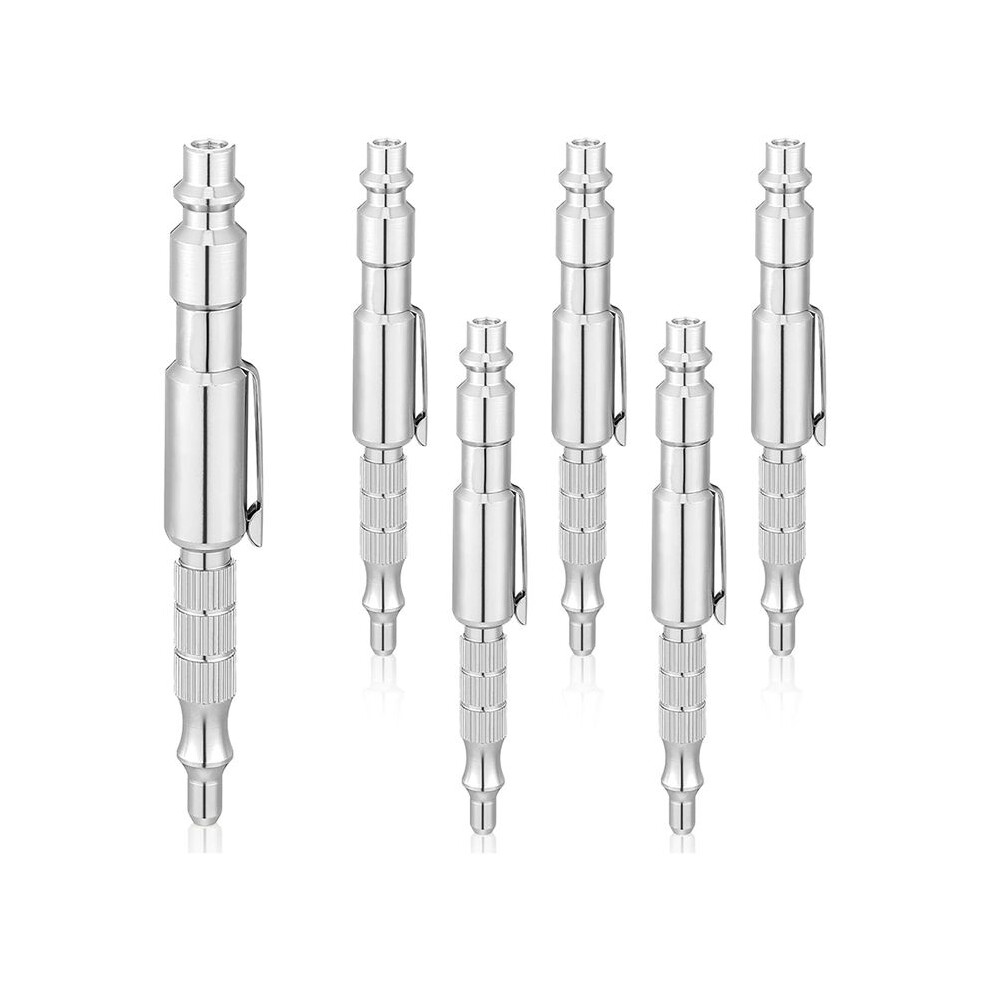 6Pcs 1/4In I/Mtype Adjustable Pocket Plug Air Blow Gunair Blower For Compressor Air Blower Pen For Dust Cleaning, Silver 4713101932397