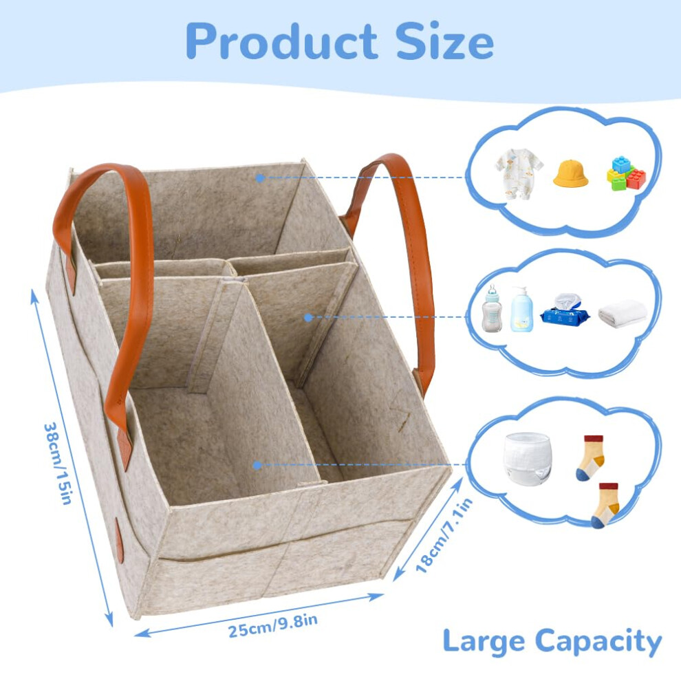 Hagot Nappy Caddy Baby Diaper Caddy Organizer Foldable Felt Bag Organi