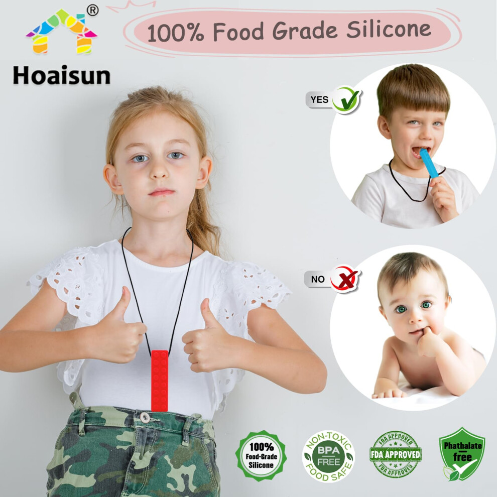 Hoaisun Chew Toys For Autistic Children 6 Pack Sensory Chew Necklace Buddy For