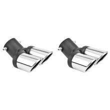 2X Car Universal 63mm Stainless Steel Dual Outlet Exhaust Pipe Muffler Tail Throat Muffler Tip Pipe Grilled Black
