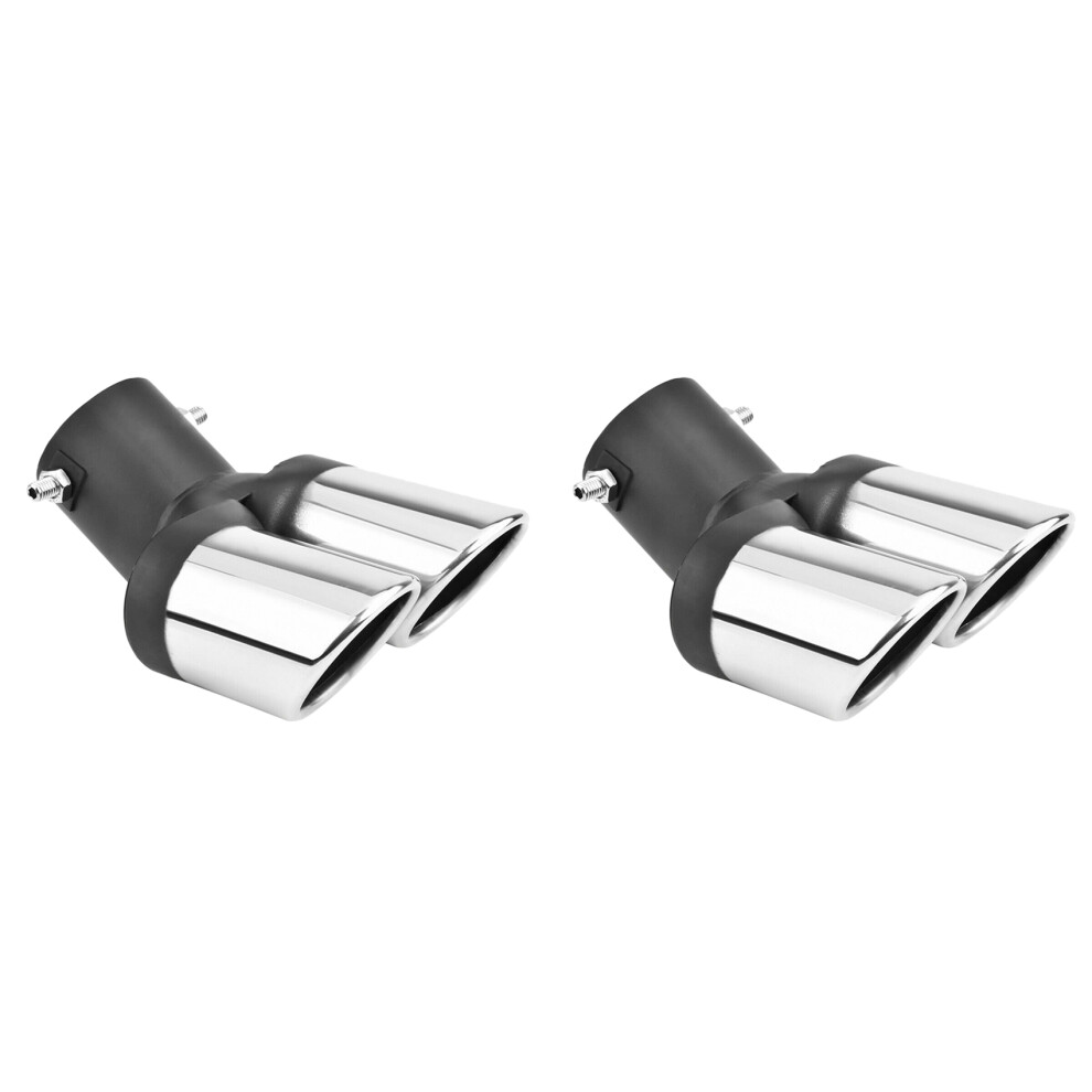 2X Car Universal 63Mm Stainless Steel Dual Outlet Exhaust Pipe Muffler Tail Throat Muffler Tip Pipe Grilled Black 4711852842750
