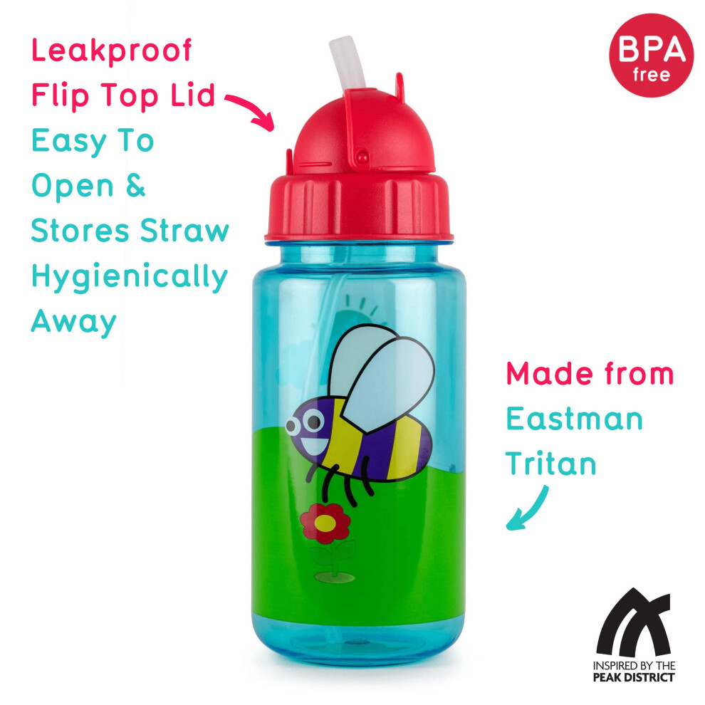 Tum Tum Flip Top Kids Water Bottle With Straw Tritan Toddler Water Bot