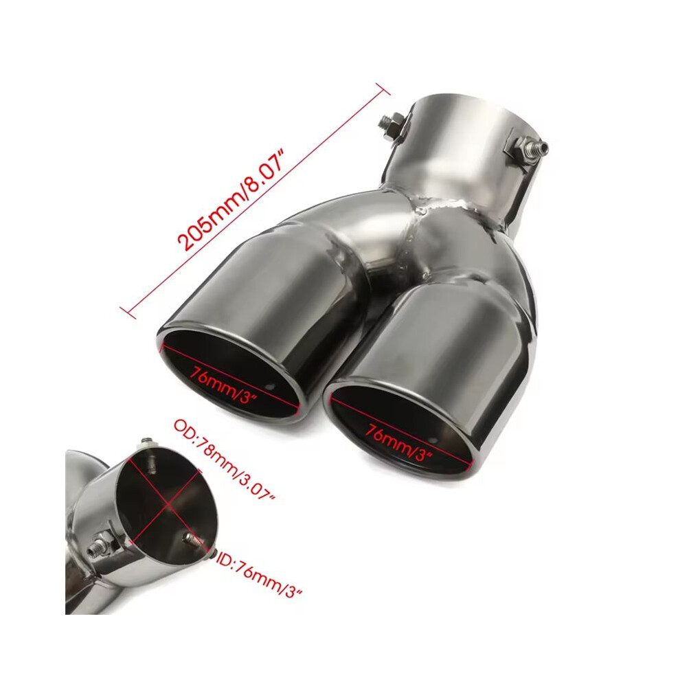 Universal 76Mm Stainless Steel Car Exhaust Muffler Tip Y-Type Double Outlet Car Tail Rear Chrome Round Exhaust Pipe 4713304901657