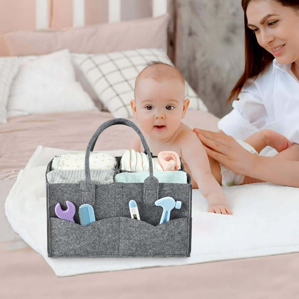 Pandaear Baby Diaper Caddy Organiser Large Felt Nursery Storage Bin F