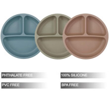 PandaEar 3 Pack Baby Plates with Suction for Weaning with 3 Spoons Sil