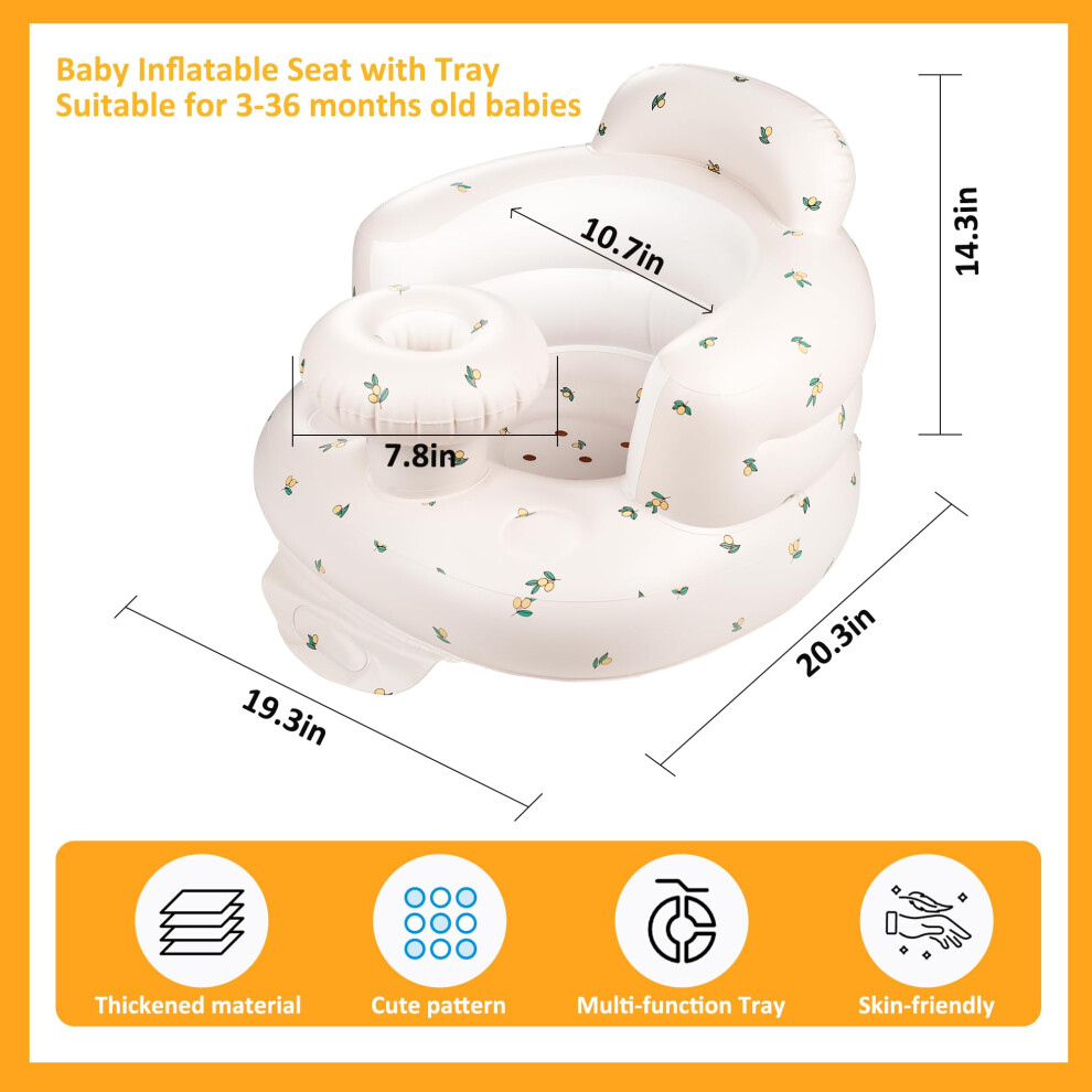 Qmvess Inflatable Baby Seat With Tray Fully Supportive Infant Floor Seat Baby