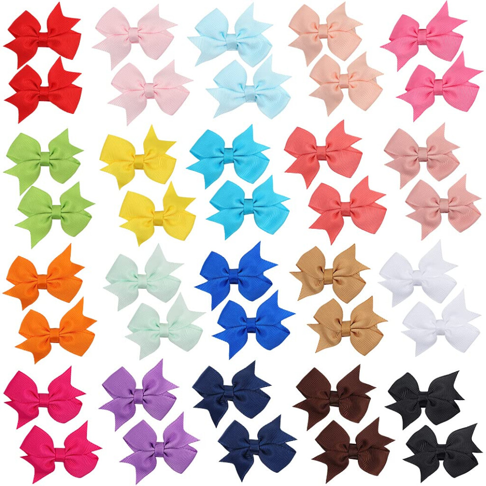 Ztmy 40Pieces Baby Girls Hair Clips 2 Grosgrain Ribbon Hair Bows Mini
