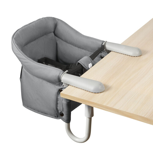 Hook On  Chair for Dining with Secure Clip Attachment, Easy Clean Fabric, Compact Grey Design 1