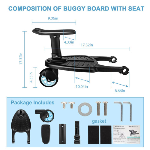 Shoze Buggy Board with Seat Buggy Board Compatible With Pushchairs Extra-Large P 1