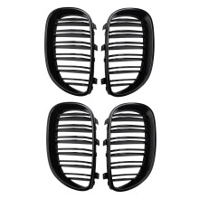 2 Pair Gloss Black Front Kidney Grill Double Slat Double Grille for E60 E61 5 Series 2003-2010 Coupe