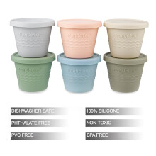 PandaEar 6 Pack Silicone Baby Food Storage Containers 4oz Reusable Wea