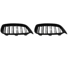 2X Front Grill Grilles Kidney Grill Replacement for 4 Series F32 F33 F36 Double Slat M4 Sport Style Bright Black