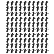 100 Pcs Car  Push Type Black Plastic Rivets Fastener 6mm Hole