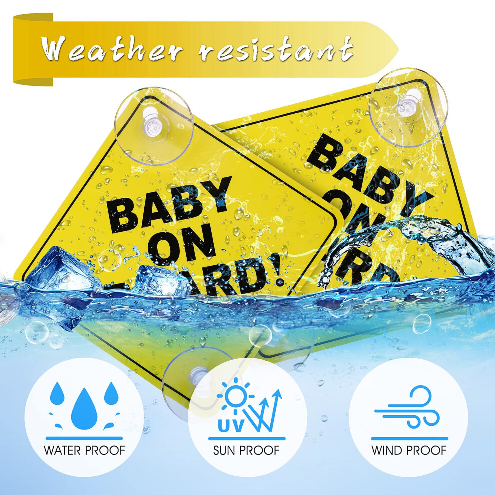 Cobee Baby On Board Car Signs 2 Pcs 5X5 Safety Signs With Double Sucti 5009212422414