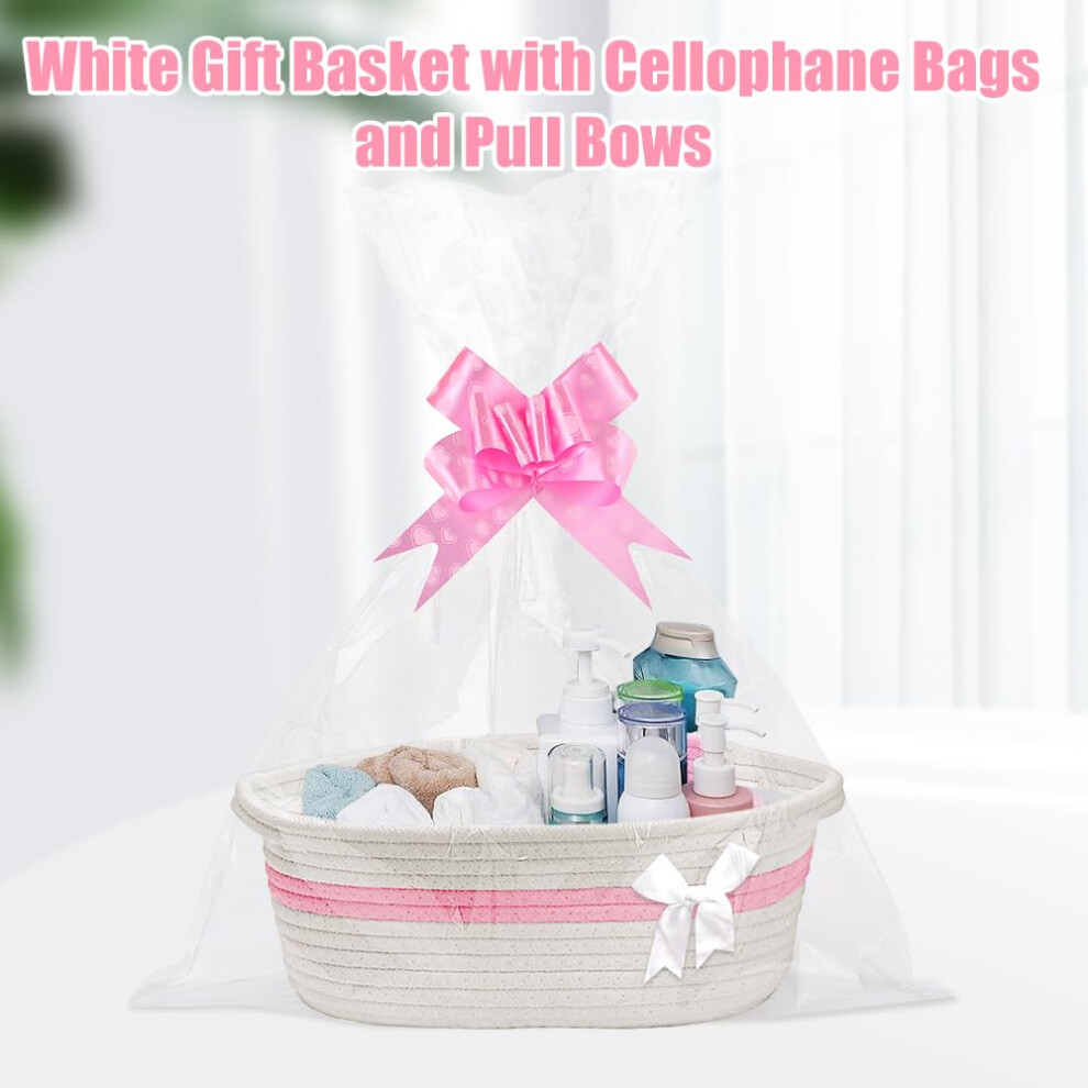 Lotvic Gift Basket Hamper Kit Empty Hamper Basket With Cellophane Bags