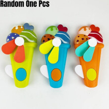 (Ice Cream)Handheld Manual Fan Toy Unicorn Animal Food Shape Hand Press Kid Portable Travel