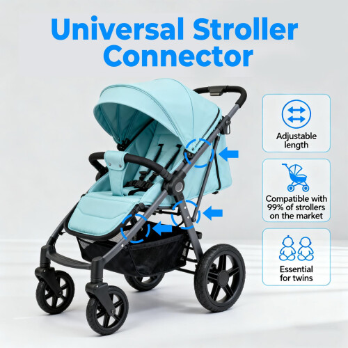 3pcs Stroller Connectors Set, Adjustable Twin Baby Pushchair Linker, 2