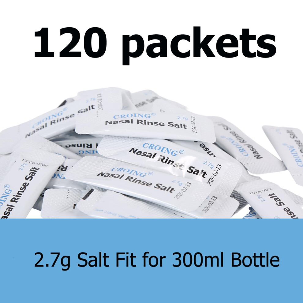 Croing 120 Packets Neti Pot Salt Nasal Rinse Salt Sinus Rinse Salt Nos
