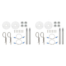 2X Kit di Chiusura Un Scatto per Cofano Cofano Universale con Supporto per Auto Sportiva Da Corsa Nel Lega D'Argento