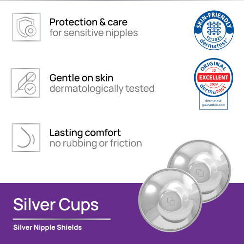 COVERbasics Original Italian Silver Nursing Cups - Nipple Shields for 1