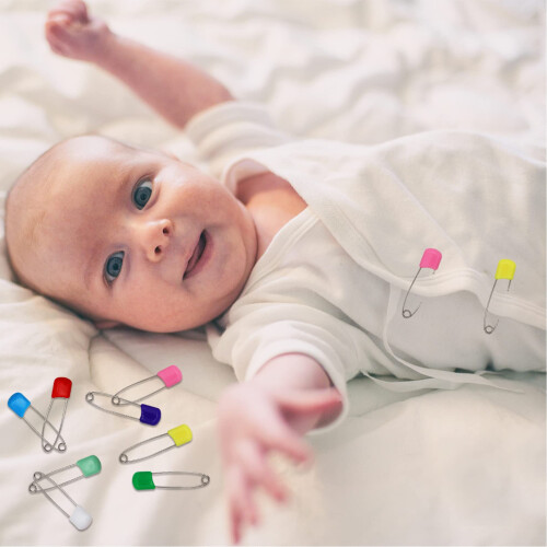 Nappy Pins Safety Lock Diaper Pins Plastic Head Hold Clip Locking Clot 2
